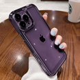 thumbnail image 1 of Compatible for iPhone 14 Pro Max Clear Case,Crystal Transparent Cover Shockproof Protective Bumper Shell with Plating Edge for Women Girly,Purple,6.7 Inch, 1 of 9