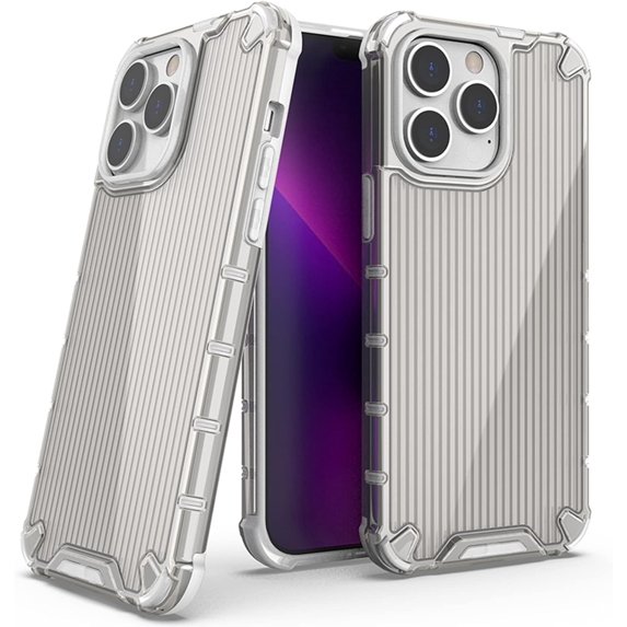 Compatible with iPhone 14 Pro Max Clear Case Holographic Unique Vertical Stripes Anti-Scratch Hard PC Slim Fit Fashion Protective Shockproof Cover for Girls Women