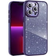 thumbnail image 1 of Compatible with iPhone 14 Pro Max Clear Case, Luxury Glitter Cute Bling Clear Phone Case for Women Girls Soft TPU Shockproof Camera Protective Back Cover Case - Purple, 1 of 10