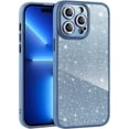 thumbnail image 1 of Compatible with iPhone 14 Pro Max Clear Case, Luxury Glitter Cute Bling Clear Phone Case for Women Girls Soft TPU Shockproof Camera Protective Back Cover Case - Blue, 1 of 6