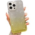 thumbnail image 1 of Compatible with iPhone 14 Pro Max Clear Case, Luxury Glitter Gradient Cute Bling Clear Phone Case for Women Girls Soft TPU Shockproof Camera Protective Back Cover Case - Yellow, 1 of 10