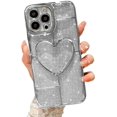 thumbnail image 1 of Compatible with iPhone 14 Pro Max Clear Glitter Case-6.7 Inch, Cute 3D Design Love Heart Pattern Plating Bling Case for Women Girls Soft TPU Shockproof Camera Protective Back Cover-Silver, 1 of 12