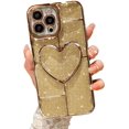 thumbnail image 1 of Compatible with iPhone 14 Pro Max Clear Glitter Case-6.7 Inch, Cute 3D Design Love Heart Pattern Plating Bling Case for Women Girls Soft TPU Shockproof Camera Protective Back Cover-Gold, 1 of 11