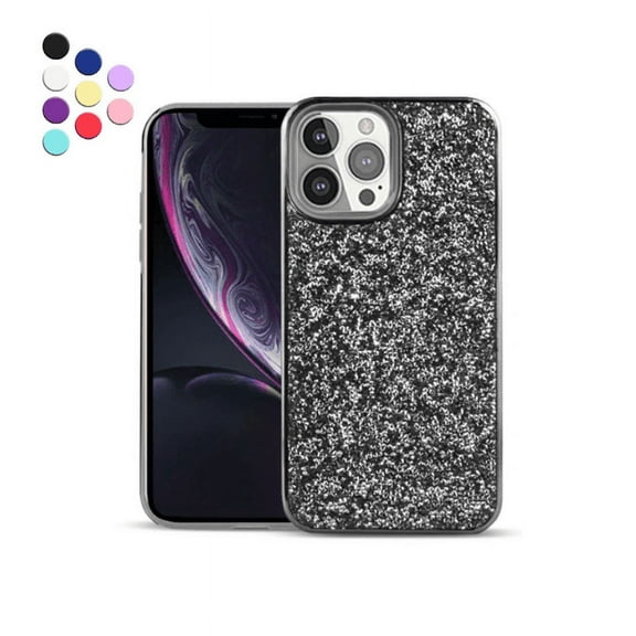 Compatible with iPhone 14 Pro Max Crystal Glitter Case, Hybrid Pro Maxtective Phone Case Crystal Bling Sparkle Slim Shock Absorption Bumper Cover for iPhone 14 Pro Max 6.7 inch, Gray