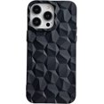 thumbnail image 1 of Compatible with iPhone 14 Pro Max Cute Case 3D Honeycomb Pattern Matte Frosted Soft TPU Thin Lightweight Unique Shockproof Protection Cover for Women Girls Black, 1 of 10