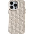 thumbnail image 1 of Compatible with iPhone 14 Pro Max Cute Case 3D Honeycomb Pattern Matte Frosted Soft TPU Thin Lightweight Unique Shockproof Protection Cover for Women Girls White, 1 of 12