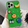 thumbnail image 1 of Compatible with iPhone 14 Pro Max Cute Case 3D Silicone Cartoon Fruit Hole Design DIY Soft Fun Protection Fashion Unique Shockproof Protection Cover for Women Girls Green, 1 of 11