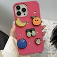 thumbnail image 1 of Compatible with iPhone 14 Pro Max Cute Case 3D Silicone Cartoon Fruit Hole Design DIY Soft Fun Protection Fashion Unique Shockproof Protection Cover for Women Girls Rose, 1 of 12