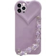 thumbnail image 1 of Compatible with iPhone 14 Pro Max Cute Heart Case for Women and Girls 3D Love Heart Case with Bracelet Wrist Strap Fashion Slim Camera Protective Cover for iPhone 14 Pro Max, 1 of 11