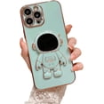thumbnail image 1 of Compatible with iPhone 14 Pro Max Electroplated Case Women Girls Plating Astronaut Hidden Stand Case Camera Lens Protection Soft Silicone Case for iPhone 14 Pro Max 5g 6.7 inch (Green), 1 of 7