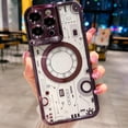 thumbnail image 1 of Compatible with iPhone 14 Pro Max Electroplated Glossy Invisible Lens Bracket Stand Magnetic Circuit Board Pattern TPU Clear Soft Fashion Unique Shockproof Protection Cover for Women Man Purple, 1 of 10