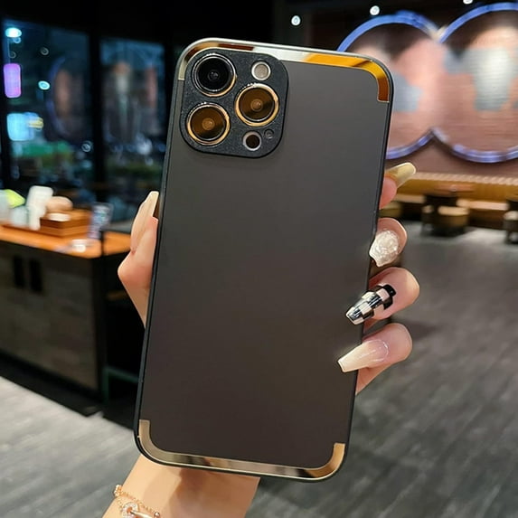 Compatible with iPhone 14 Pro Max Electroplating Frosted Case Thin Fashion Lens Protection Bumper Matte Slim Protection Shockproof Case for Women Girls