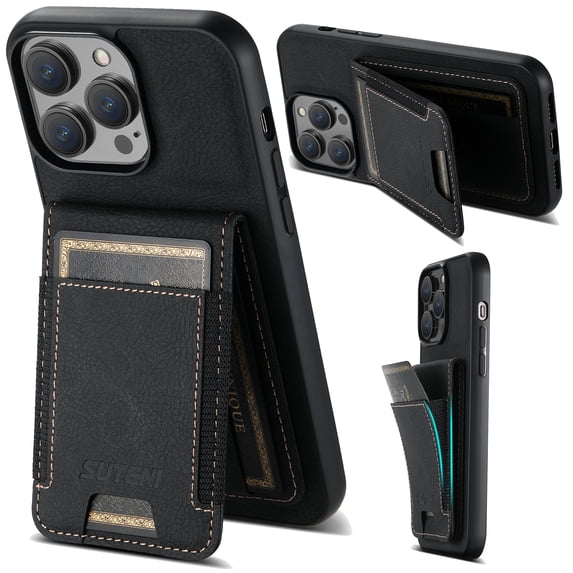 Compatible with iPhone 14 Pro Max Flip Wallet Phone Case with Card Holder Elastic,Magnetic Back Flip Kickstand Cover Premium PU Leather Business Classic Style Shockproof Case,Black