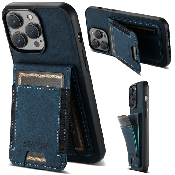 Compatible with iPhone 14 Pro Max Flip Wallet Phone Case with Card Holder Elastic,Magnetic Back Flip Kickstand Cover Premium PU Leather Business Classic Style Shockproof Case,Blue