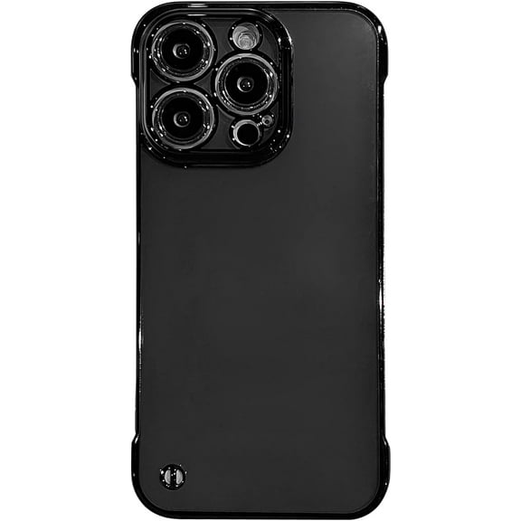 Compatible with iPhone 14 Pro Max Frameless Case Ultra Thin Clear Glossy Hard PC Metal Bumper Fashion Luxury Protection Shockproof Case for Women Girls