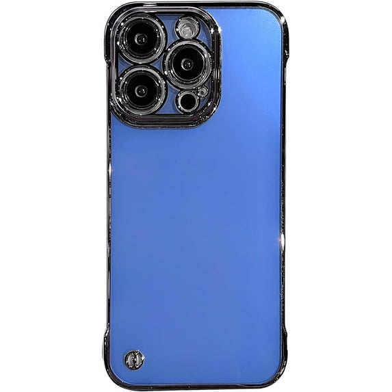 Compatible with iPhone 14 Pro Max Frameless Case Ultra Thin Clear Glossy Hard PC Metal Bumper Fashion Luxury Protection Shockproof Case for Women Girls