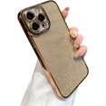 thumbnail image 1 of Compatible with iPhone 14 Pro Max Glitter Plating Case, Aesthetic Luxury Bling Sparkly Shiny Clear Case for Women Girls Camera Protection Shockproof Phone Case for iPhone 14 Pro Max(Gold), 1 of 11