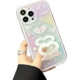 thumbnail image 1 of Compatible with iPhone 14 Pro Max Gradient Case Kickstand Love Heart Push Pull Stand Holder Wrist Strap Clear Cute Fashion Protection Shockproof Cover for Women Girls, 1 of 9