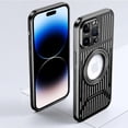 thumbnail image 1 of Compatible with iPhone 14 Pro Max Hollow Stand Case Cooling Heat Dissipation Electroplated Magnetic Kickstand Ring Fashion Protection Shockproof Cover for Women Girls Black, 1 of 10