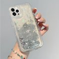 thumbnail image 1 of Compatible with iPhone 14 Pro Max Laser Quicksand Case Holographic Rainbow Bling Glitter Shiny Sequin Flow Transparent Soft Round Cute Unique Shockproof Protection Cover for Women Girls Heart, 1 of 13