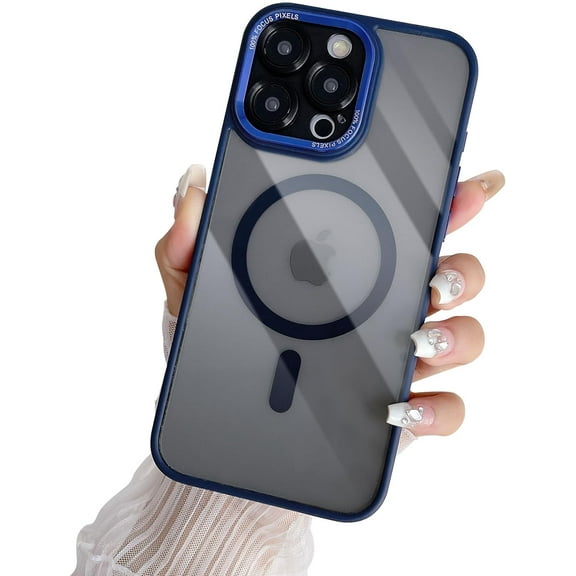 Compatible with iPhone 14 Pro Max Magnetic Case 6.7 Inch, Anti-Yellowing,Scratch-Resistant Back,Military-Grade Protection Case, Compatible with MagSafe Shockproof Back Cover-Blue Titanium