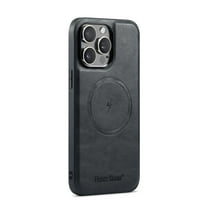 Compatible with iPhone 14 Pro Max Magnetic Case, Classic Premium PU Leather TPU Hybrid MagSafe Ultra Slim Protective Skin Friendly Shockproof Phone Case Cover for iPhone 14 Pro Max, Black