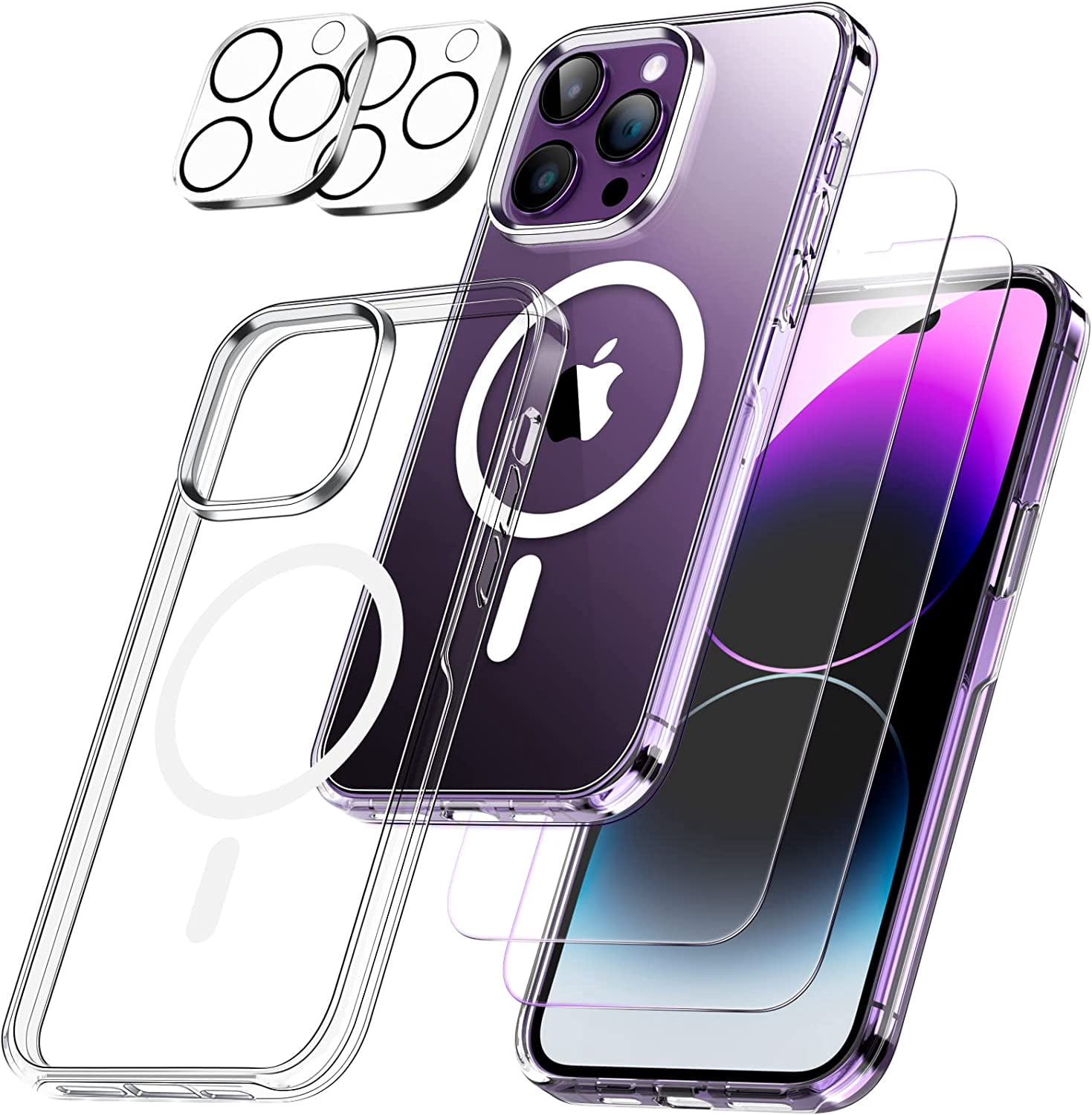 Compatible for iPhone 14 Pro Max Magnetic Case, Crystal Clear 2 Pcs ...