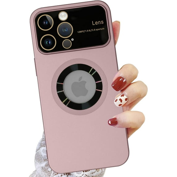 Compatible with iPhone 14 Pro Max Magnetic Case,Cute Metal Effect Phone Case Compatible with MagSafe for Women Girls Men Window Camera Protector Back Cover for iPhone 14 Pro Max 6.7'' Pink