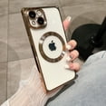 thumbnail image 1 of Compatible with iPhone 14 Pro Max Magnetic Clear Case, Luxury Plating Bling Transplant Shockproof MagSafe Case with Full Camera Lens Protector for iPhone 14 Pro Max Women Girl Men Elegant - Gold, 1 of 9