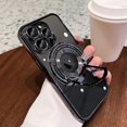 thumbnail image 1 of Compatible with iPhone 14 Pro Max Magnetic Clear Kickstand Case,Luxury Plating Transparent Bracket MagSafe Case with Full Camera Lens Protector for iPhone 14 Pro Max Women Girl Men-Black, 1 of 7