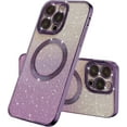 thumbnail image 1 of Compatible with iPhone 14 Pro Max Magnetic Gardient Glitter Case, Plating Bling Cute Case with MagSafe for Women Girls Full Camera Protector Back Cover for iPhone 14 Pro Max 6.7'' Purple, 1 of 14
