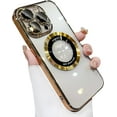 thumbnail image 1 of Compatible with iPhone 14 Pro Max Magnetic Transparent Case,Luxury Plating Bling Clear Shockproof MagSafe Case with Full Camera Len Protector for iPhone 14 Pro Max Women Girl Men-Elegant Golden, 1 of 11