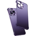 thumbnail image 1 of Compatible with iPhone 14 Pro Max Metal Bumper Case with Camera Lens Protector, Borderless Frameless Design, Slim Thin & Lightweight, Shockproof Anti-Scratch Case, for Women and Men (Purple), 1 of 9