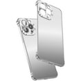 thumbnail image 1 of Compatible with iPhone 14 Pro Max Metal Bumper Case with Camera Lens Protector, Borderless Frameless Design, Slim Thin & Lightweight, Shockproof Anti-Scratch Case, for Women and Men (Silver), 1 of 9