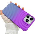 thumbnail image 1 of Compatible with iPhone 14 Pro Max Phone Case Girls Cute Gradient Bicolor Crimp Wave Pattern Soft Silicone Shockproof Camera Protective Back Cover Slim Phone Case for Women - Purple Gray, 1 of 13
