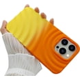 thumbnail image 1 of Compatible with iPhone 14 Pro Max Phone Case Girls Cute Gradient Bicolor Crimp Wave Pattern Soft Silicone Shockproof Camera Protective Back Cover Slim Phone Case for Women - Orange Yellow, 1 of 13
