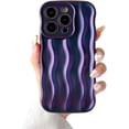 thumbnail image 1 of Compatible with iPhone 14 Pro Max Phone Case Girls Cute Water Ripple Pattern Wavy Bezel Shock Absorbing Anti-Fall Slim TPU Phone Case for Women - Deep Purple, 1 of 9