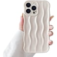 thumbnail image 1 of Compatible with iPhone 14 Pro Max Phone Case Girls Cute Water Ripple Pattern Wavy Bezel Shock Absorbing Anti-Fall Slim TPU Phone Case for Women - White, 1 of 9