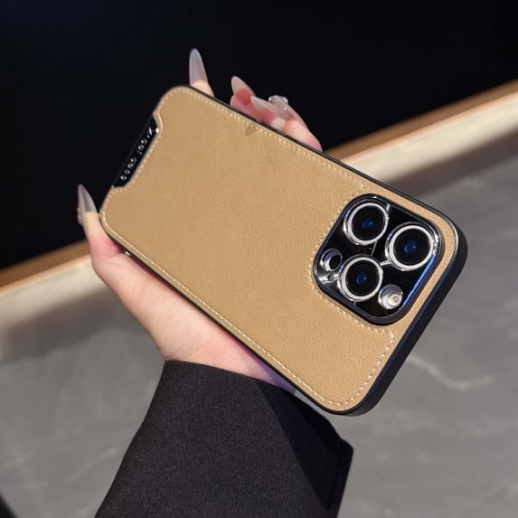 Compatible With iPhone 14 Pro Max Phone Case,Slim PU Leather With Edge Stitch Design Shockproof Phone Case Cover Lightweight Premium Soft TPU Bumper,Rugged Anti-fall Phone Case Cover,Gold