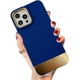 thumbnail image 1 of Compatible with iPhone 14 Pro Max Plating Case Fashion Luxury Electroplated Cover Ultra Thin Slim 3 in 1 Camera Protection Cover for iPhone 14 Pro Max Women Girls Men Blue, 1 of 11