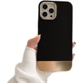 thumbnail image 1 of Compatible with iPhone 14 Pro Max Plating Case Fashion Luxury Electroplated Cover Ultra Thin Slim 3 in 1 Camera Protection Cover for iPhone 14 Pro Max Women Girls Men Black, 1 of 9
