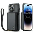 thumbnail image 1 of Compatible with iPhone 14 Pro Max,Shockproof Zipper Wallet Case with RFID Card Holder Slot Wrist Strap Handbag Protective Leather Cover For iPhone 14 Pro Max, Black, 1 of 10