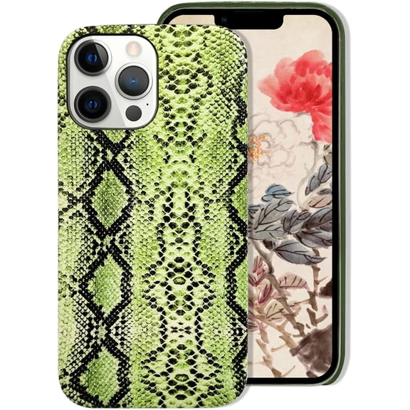 Compatible with iPhone 14 Pro Max Snake Skin Case Fashion Ultra Slim Smooth Touch Lizard Case Cute Cool Snake Skin Textured Pattern Shockproof Protective for Women Girls Men Boy Green