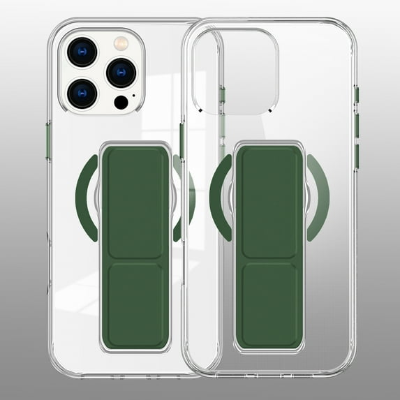Compatible for iPhone 14 Pro Max Stand Case with Wristband, Multi-Functional Magnetic Kickstand Protective Phone Case Support Wireless Charging, Slim Hybrid Clear Shockproof Cover, Green