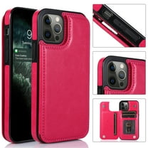 Compatible with iPhone 14 Pro Max Wallet Case with Card Holder,Dteck PU Leather Kickstand Card Slots Case, Double Magnetic Clasp and Durable Shockproof Cover 6.7 Inch,Rose
