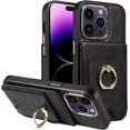 thumbnail image 1 of Compatible with iPhone 14 Pro Max Wallet Case with Credit Card Holder and 360° Rotation Ring Stand, RFID Block Flip Leather Shockproof Cover(6.7 inch,Rose Gold), 1 of 14