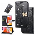thumbnail image 1 of Compatible with iPhone 14 Pro Max Wallet Case, [Kickstand Feature][Wrist Strap][Card Slots][3D Bling Rhinestone Emboss Butterfly] Leather Magnetic Flip Case for Apple iPhone 14 Pro Max, Black, 1 of 9