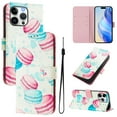 thumbnail image 1 of Compatible for iPhone 14 Pro Max Wallet Case, Painting Pattern Premium PU Leather [Credit Card Holder] [Wrist Strap] Flip Stand Feature Purse Case Full Body Protective Pattern Phone Cover, Cupcake, 1 of 17