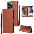 thumbnail image 1 of Compatible for iPhone 14 Pro Max Wallet Case with Premium PU Leather Card Slots Holder Photograph Slot Cover, Soft Silicone Shockproof Magnetic Clasp Kickstand Wrist Strap Flip Folio Case,Brown, 1 of 6