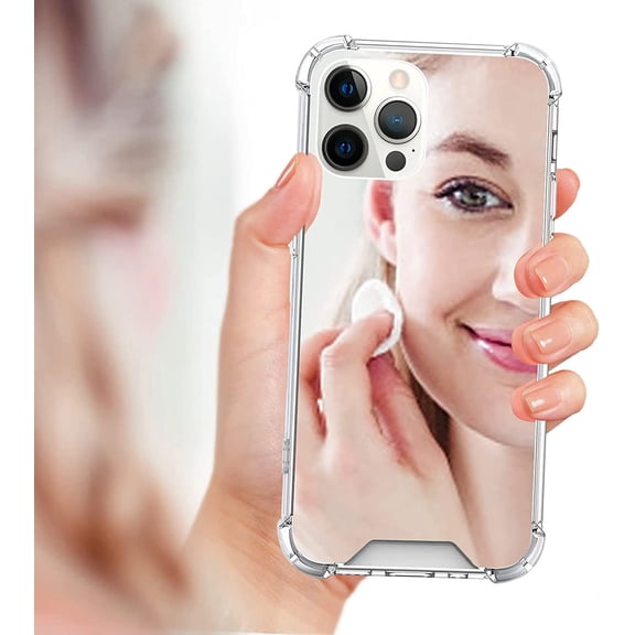 Compatible with iPhone 14 Pro Mirror Case Cute for Women Girls Silicone Bumper Slim Ultra Thin Case Corner Protection Case Shockproof Design Fashion Luxury Phone Case Silver